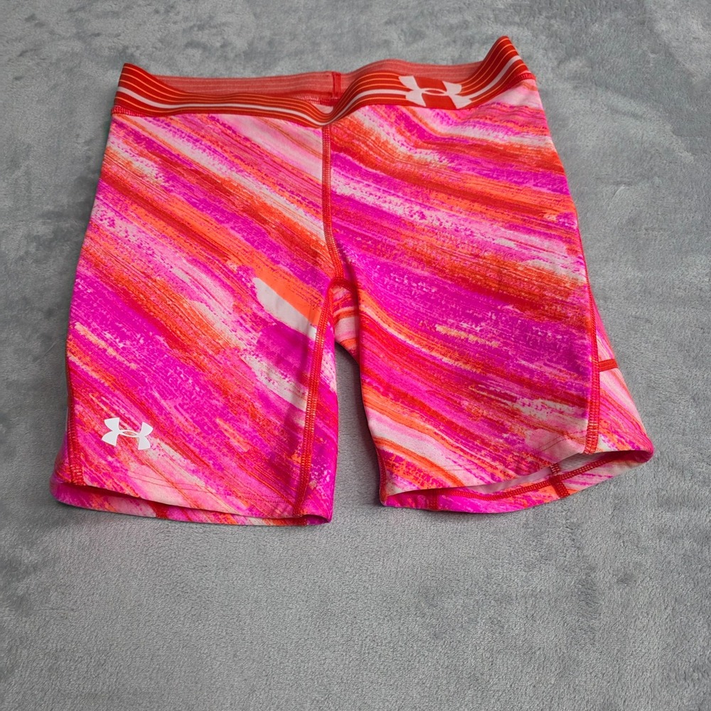 Under Armour Women's Sliding Shorts Abstract Pink Orange White-Sz XS/SM